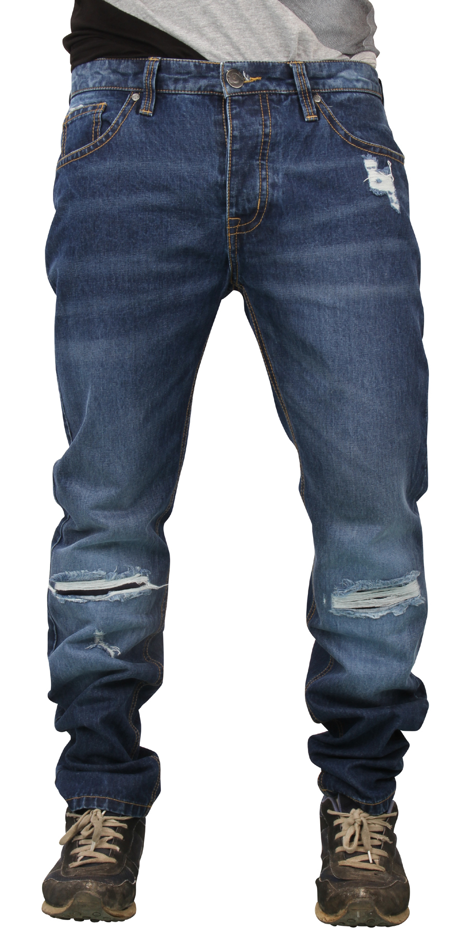 White Ripped Jeans Mens 100% Cotton Denim Fabric FGL-309